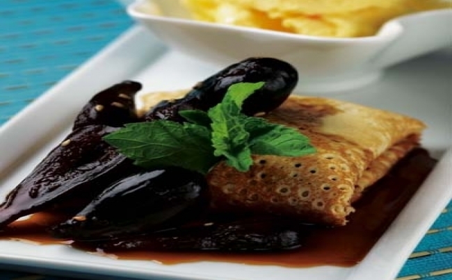 Crepes rellenos de compota de higos